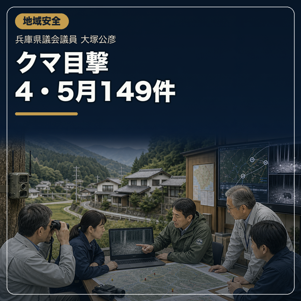 クマは市街地に来る？兵庫県の管理最前線【神戸市北区】兵庫県議会議員 大塚公彦 - おおつか公彦（オオツカキミヒコ） ｜ 選挙ドットコム