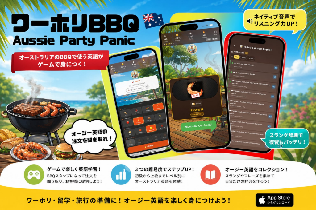オーストラリアのBBQで使う英語がゲームで身につく！ | 一般社団法人 日本ワーキング・ホリデー協会のプレスリリース
