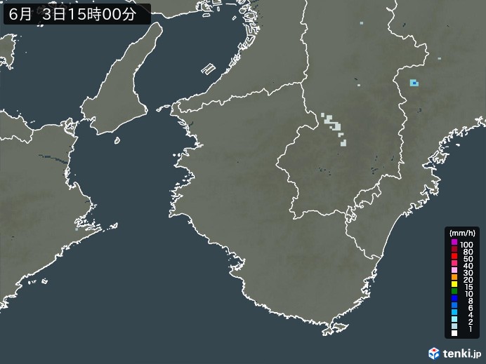 和歌山県の雨雲レーダー(2026年06月03日)