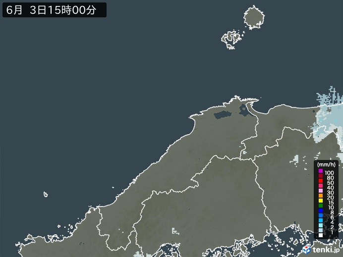 島根県の雨雲レーダー(2026年06月03日)