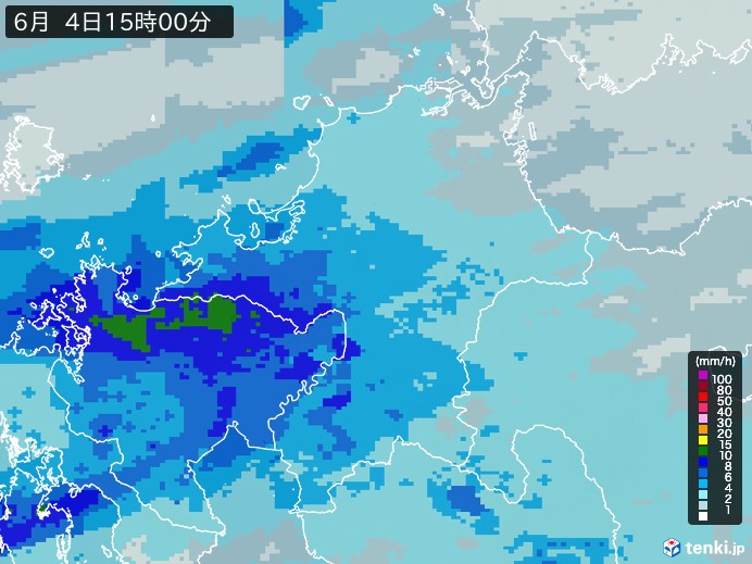 福岡県の雨雲レーダー(2026年06月04日)