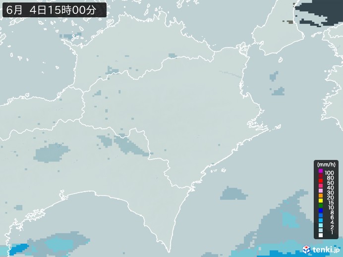 徳島県の雨雲レーダー(2026年06月04日)
