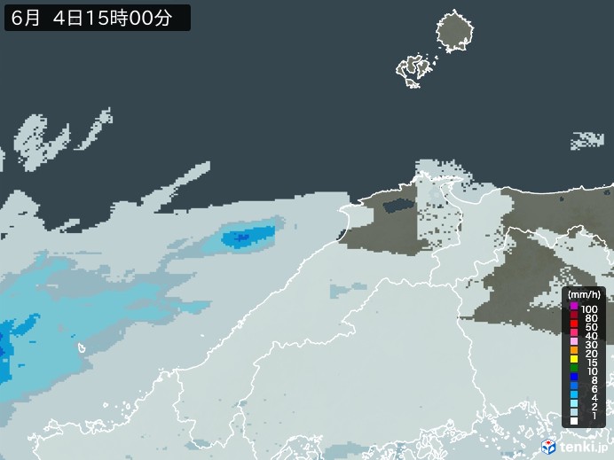 島根県の雨雲レーダー(2026年06月04日)