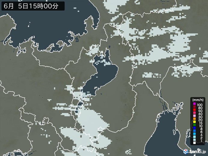 滋賀県の雨雲レーダー(2026年06月05日)
