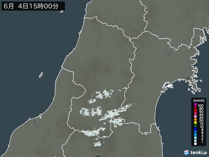 山形県の過去の雨雲レーダー(2026年06月04日) – 日本気象協会 tenki.jp 山形県の雨雲レーダー(2026年06月04日)