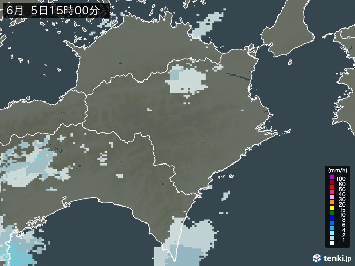 徳島県の雨雲レーダー(2026年06月05日)