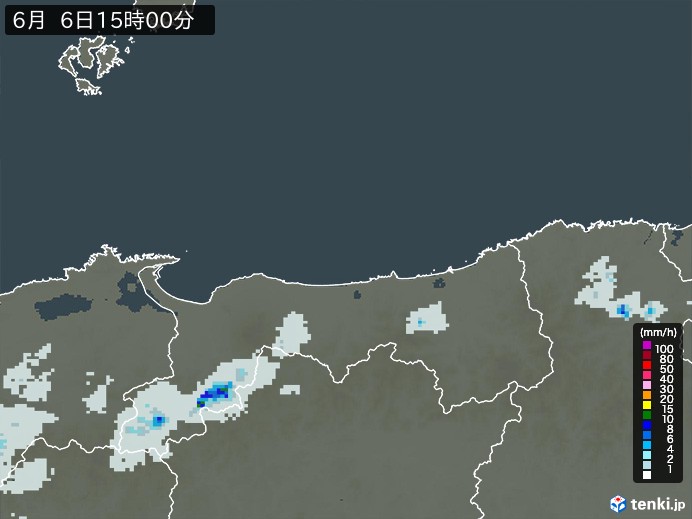 鳥取県の過去の雨雲レーダー(2026年06月06日) – 日本気象協会 tenki.jp 鳥取県の雨雲レーダー(2026年06月06日)