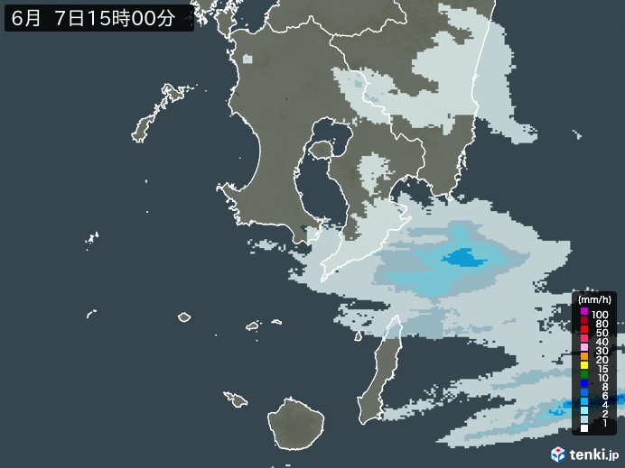 鹿児島県の過去の雨雲レーダー(2026年06月07日) – 日本気象協会 tenki.jp 鹿児島県の雨雲レーダー(2026年06月07日)