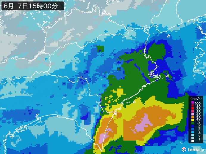 徳島県の過去の雨雲レーダー(2026年06月07日) – 日本気象協会 tenki.jp 徳島県の雨雲レーダー(2026年06月07日)