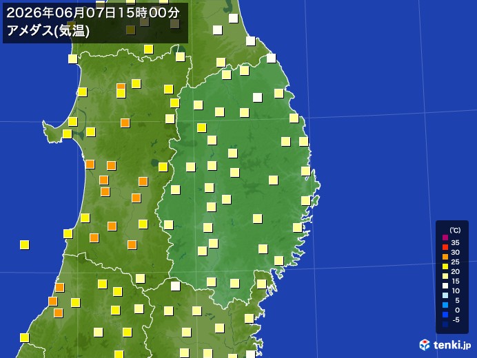 岩手県の過去のアメダス実況(2026年06月07日)(気温) – 日本気象協会 tenki.jp 岩手県の過去のアメダス実況(2026年06月07日)(気温) - 日本気象協会 tenki.jp