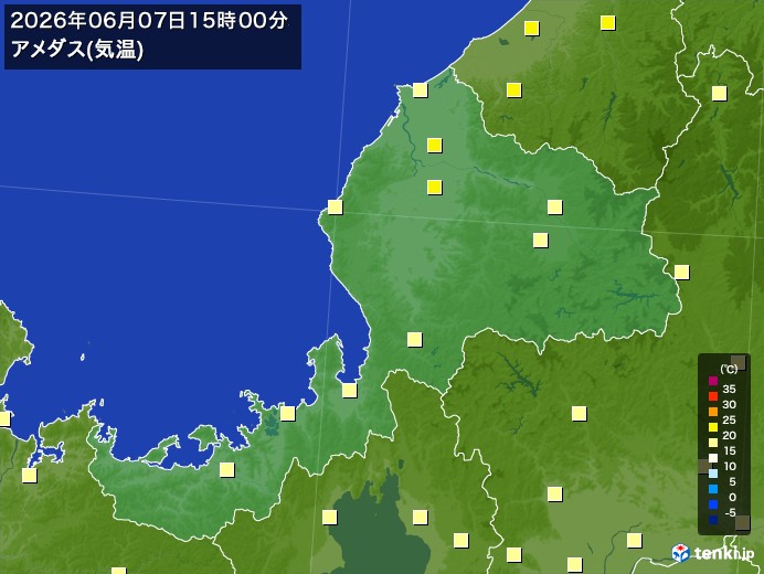 福井県の過去のアメダス実況(2026年06月07日)(気温) – 日本気象協会 tenki.jp 福井県の過去のアメダス実況(2026年06月07日)(気温) - 日本気象協会 tenki.jp