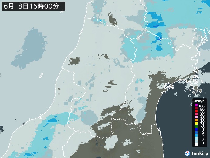 山形県の過去の雨雲レーダー(2026年06月08日) – 日本気象協会 tenki.jp 山形県の雨雲レーダー(2026年06月08日)
