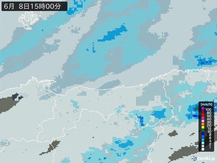 鳥取県の過去の雨雲レーダー(2026年06月08日) – 日本気象協会 tenki.jp 鳥取県の雨雲レーダー(2026年06月08日)