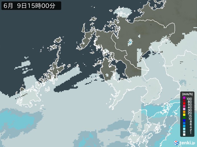 長崎県の過去の雨雲レーダー(2026年06月09日) – 日本気象協会 tenki.jp 長崎県の雨雲レーダー(2026年06月09日)