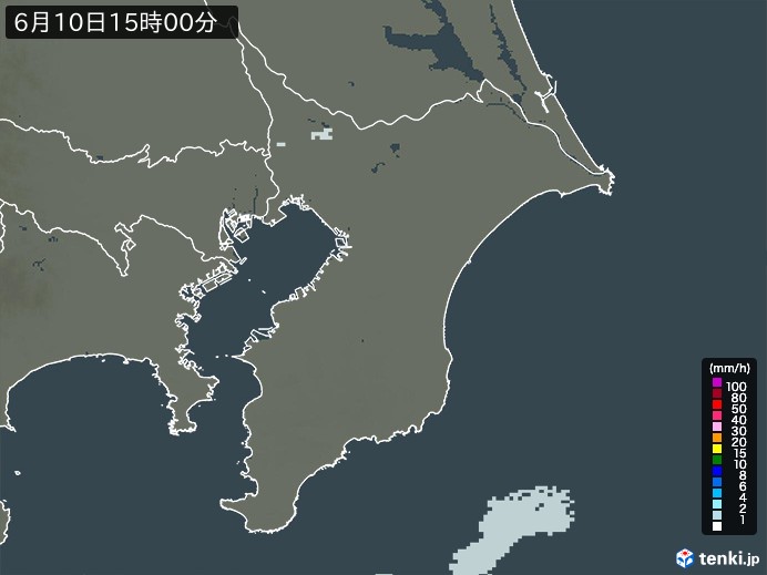 千葉県の雨雲レーダー(2026年06月10日)