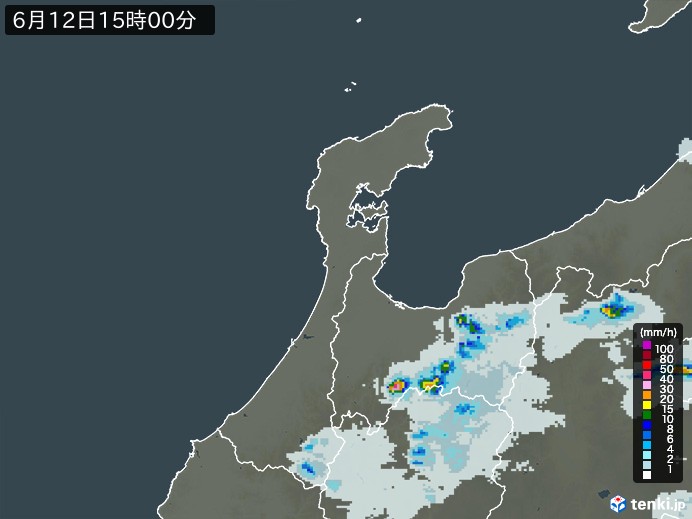 石川県の過去の雨雲レーダー(2026年06月12日) – 日本気象協会 tenki.jp 石川県の雨雲レーダー(2026年06月12日)