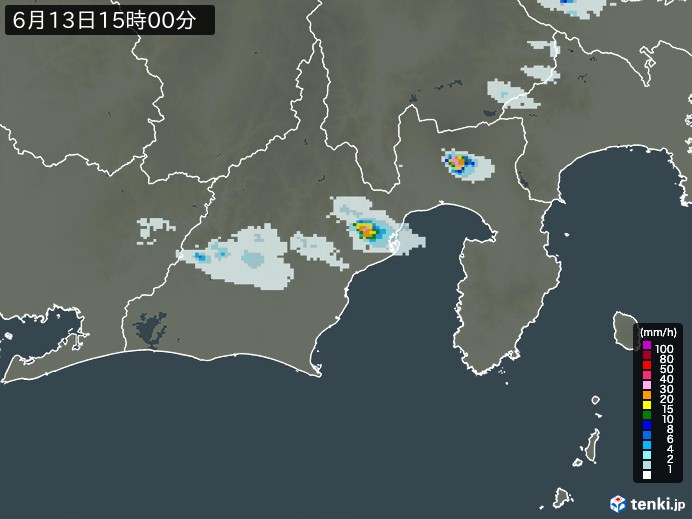 静岡県の過去の雨雲レーダー(2026年06月13日) – 日本気象協会 tenki.jp 静岡県の雨雲レーダー(2026年06月13日)
