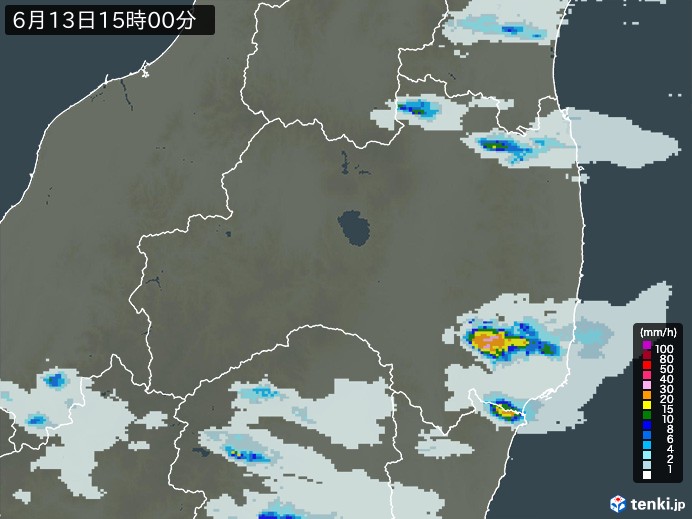 福島県の過去の雨雲レーダー(2026年06月13日) – 日本気象協会 tenki.jp 福島県の雨雲レーダー(2026年06月13日)