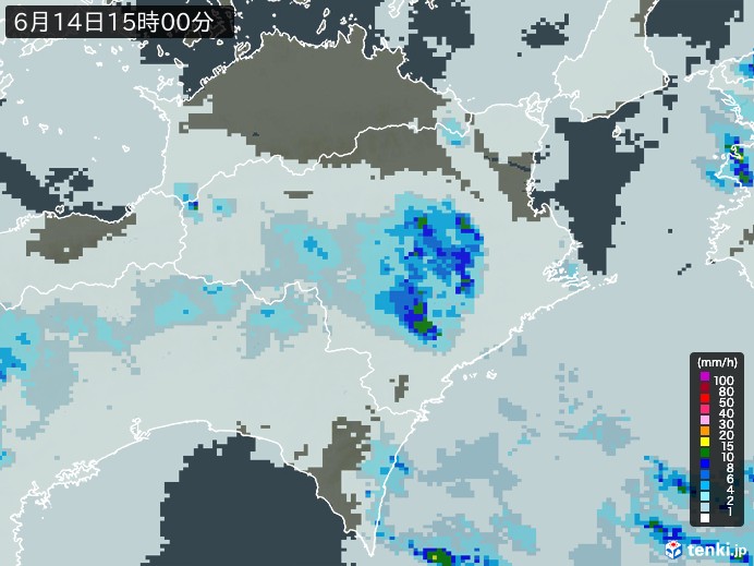 徳島県の過去の雨雲レーダー(2026年06月14日) – 日本気象協会 tenki.jp 徳島県の雨雲レーダー(2026年06月14日)