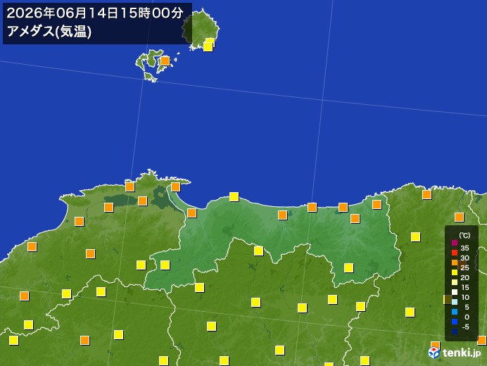 鳥取県の過去のアメダス実況(2026年06月14日)(気温) – 日本気象協会 tenki.jp 鳥取県の過去のアメダス実況(2026年06月14日)(気温) - 日本気象協会 tenki.jp