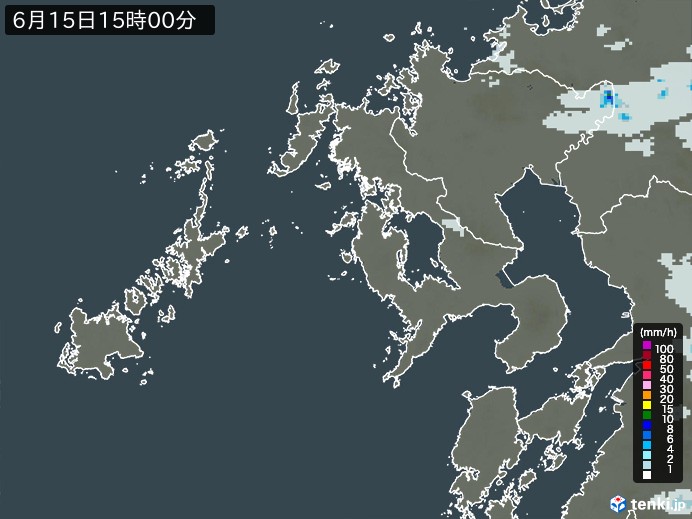 長崎県の過去の雨雲レーダー(2026年06月15日) – 日本気象協会 tenki.jp 長崎県の雨雲レーダー(2026年06月15日)