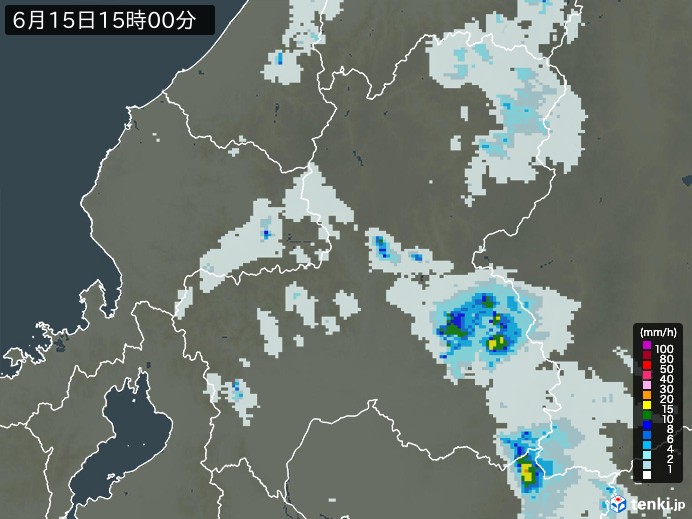岐阜県の過去の雨雲レーダー(2026年06月15日) – 日本気象協会 tenki.jp 岐阜県の雨雲レーダー(2026年06月15日)