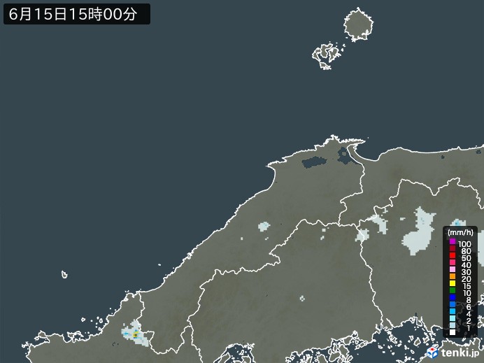 島根県の過去の雨雲レーダー(2026年06月15日) – 日本気象協会 tenki.jp 島根県の雨雲レーダー(2026年06月15日)