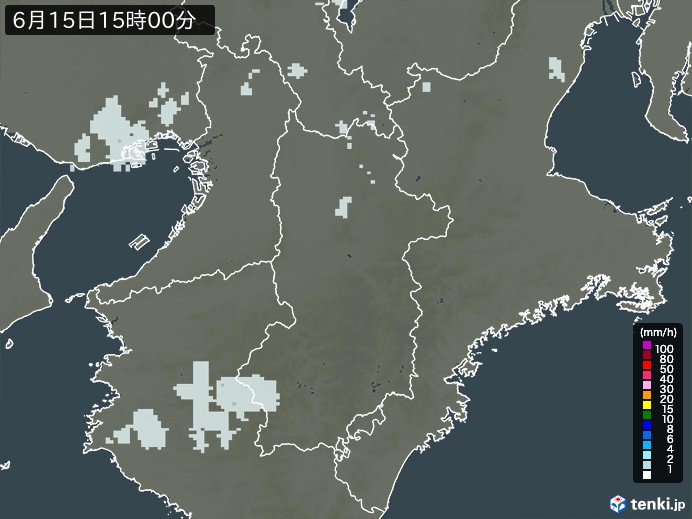奈良県の過去の雨雲レーダー(2026年06月15日) – 日本気象協会 tenki.jp 奈良県の雨雲レーダー(2026年06月15日)
