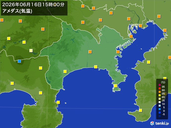 神奈川県の過去のアメダス実況(2026年06月16日)(気温) – 日本気象協会 tenki.jp 神奈川県の過去のアメダス実況(2026年06月16日)(気温) - 日本気象協会 tenki.jp