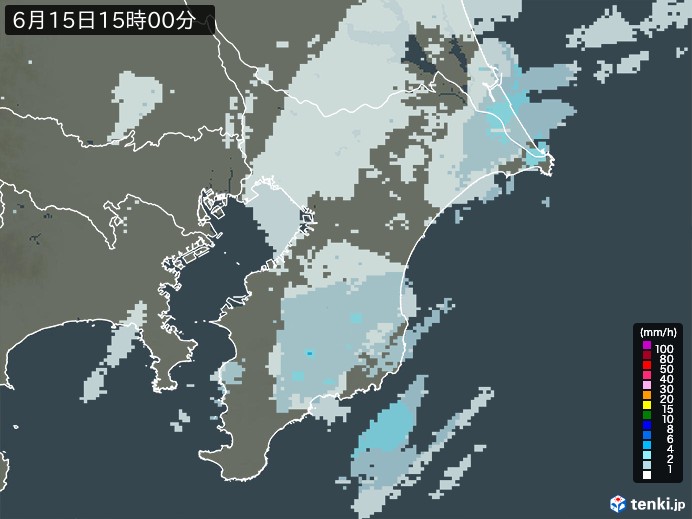 千葉県の過去の雨雲レーダー(2026年06月15日) – 日本気象協会 tenki.jp 千葉県の雨雲レーダー(2026年06月15日)