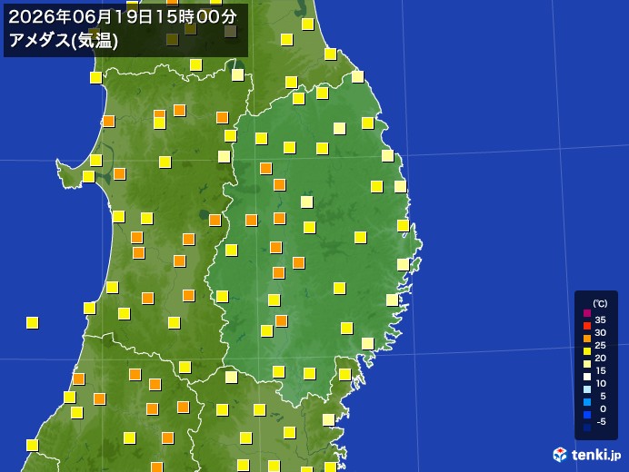 岩手県の過去のアメダス実況(2026年06月19日)(気温) - 日本気象協会 tenki.jp