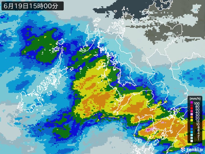 長崎県の過去の雨雲レーダー(2026年06月19日) – 日本気象協会 tenki.jp 長崎県の雨雲レーダー(2026年06月19日)
