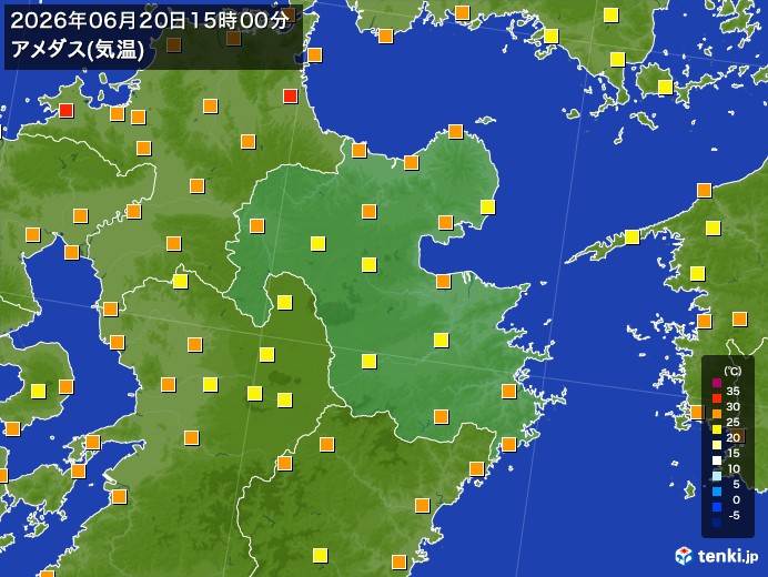 大分県の過去のアメダス実況(2026年06月20日)(気温) – 日本気象協会 tenki.jp 大分県の過去のアメダス実況(2026年06月20日)(気温) - 日本気象協会 tenki.jp