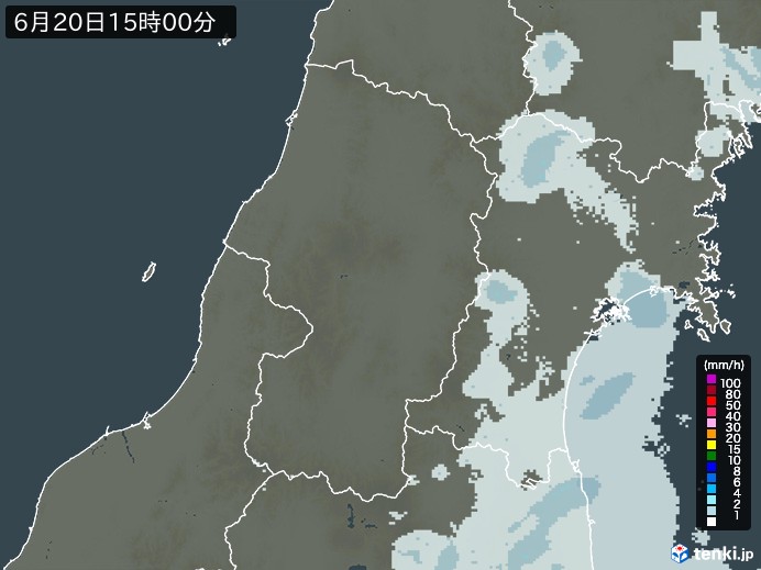 山形県の過去の雨雲レーダー(2026年06月20日) – 日本気象協会 tenki.jp 山形県の雨雲レーダー(2026年06月20日)