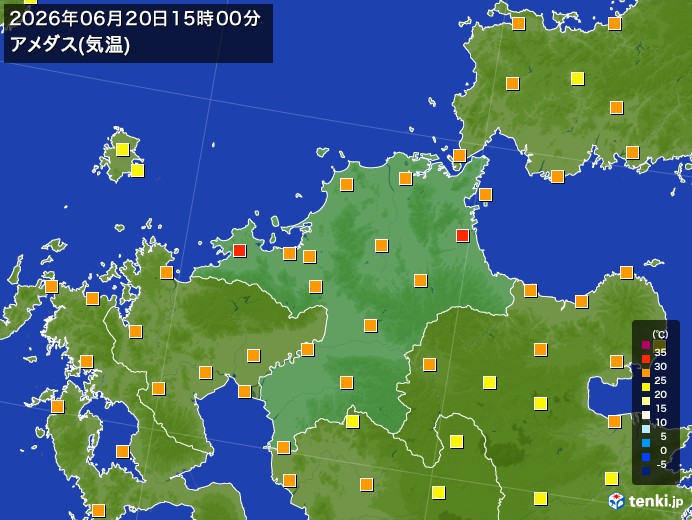 福岡県の過去のアメダス実況(2026年06月20日)(気温) – 日本気象協会 tenki.jp 福岡県の過去のアメダス実況(2026年06月20日)(気温) - 日本気象協会 tenki.jp