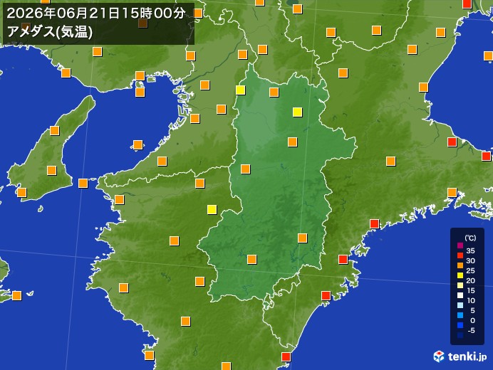 奈良県の過去のアメダス実況(2026年06月21日)(気温) – 日本気象協会 tenki.jp 奈良県の過去のアメダス実況(2026年06月21日)(気温) - 日本気象協会 tenki.jp
