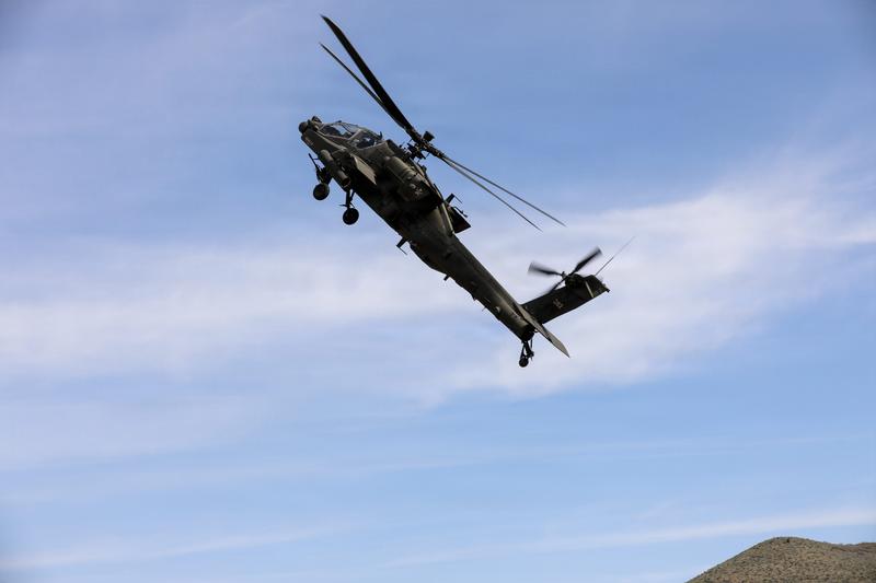 An AH-64 Apache helicopter.