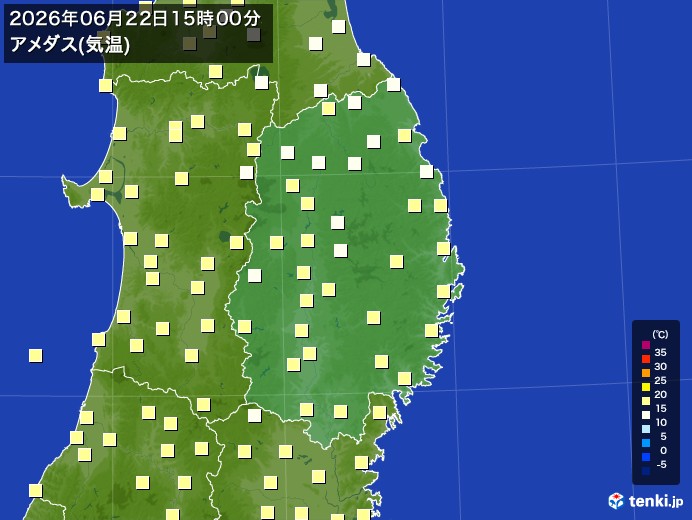 岩手県の過去のアメダス実況(2026年06月22日)(気温) - 日本気象協会 tenki.jp
