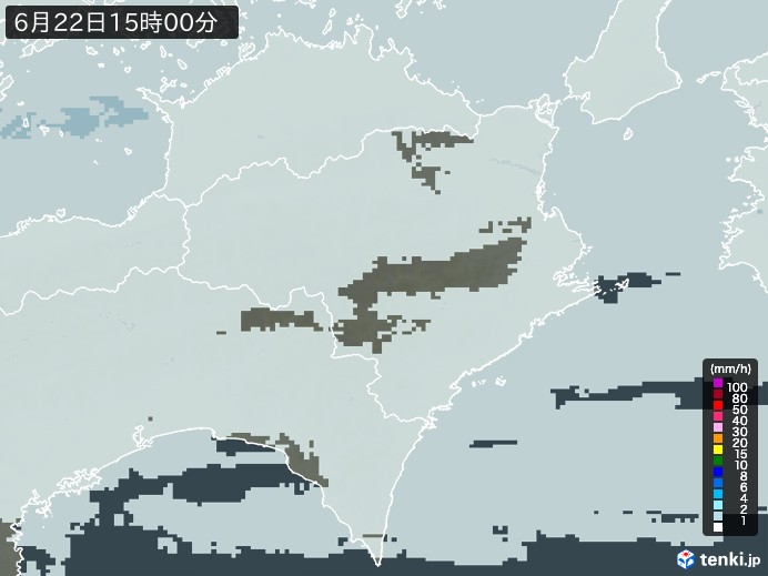 徳島県の雨雲レーダー(2026年06月22日)