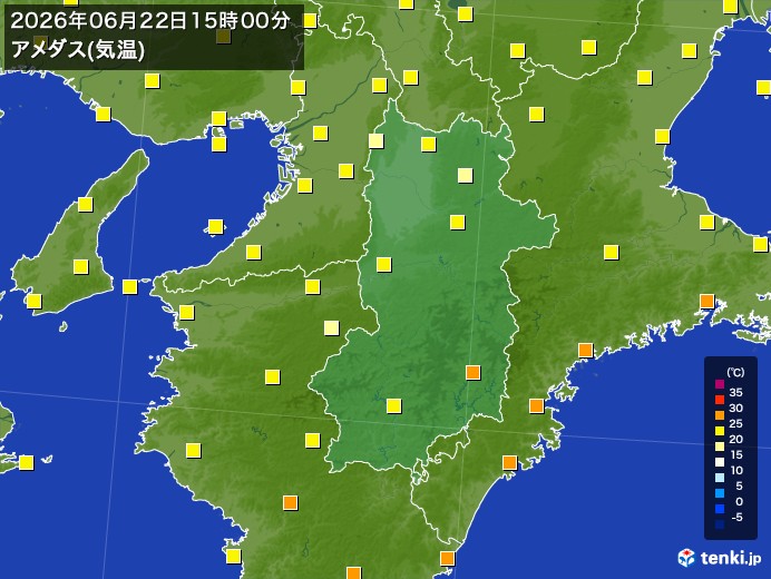 奈良県の過去のアメダス実況(2026年06月22日)(気温) – 日本気象協会 tenki.jp 奈良県の過去のアメダス実況(2026年06月22日)(気温) - 日本気象協会 tenki.jp