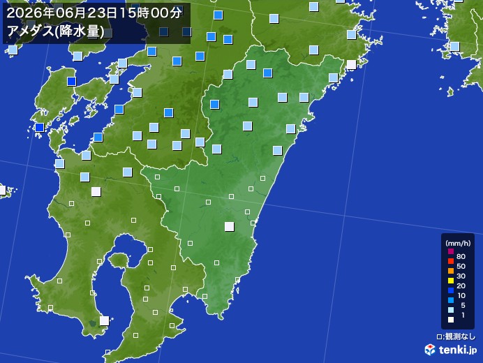宮崎県の過去のアメダス実況(2026年06月23日)(降水量) - 日本気象協会 tenki.jp