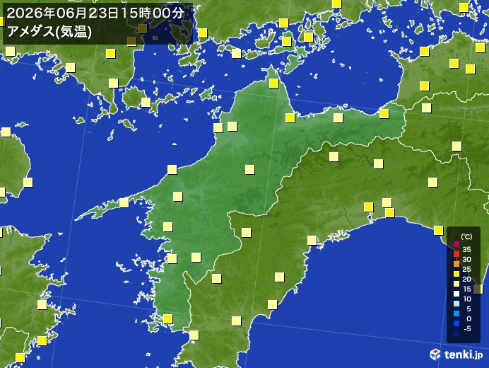 愛媛県の過去のアメダス実況(2026年06月23日)(気温) - 日本気象協会 tenki.jp