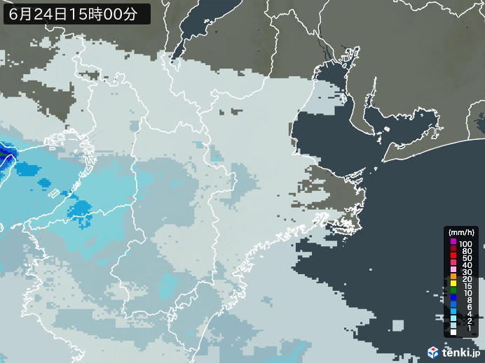 三重県の雨雲レーダー(2026年06月24日)