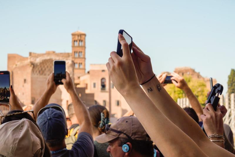 Crowds inside the Colosseum in Rome in October 2022.