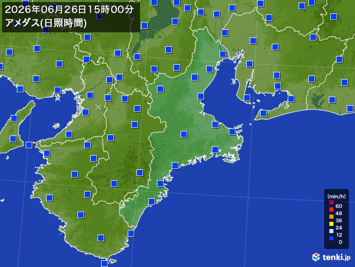 三重県の過去のアメダス実況(2026年06月26日)(日照時間) - 日本気象協会 tenki.jp