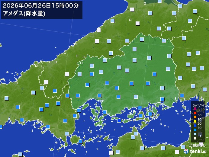 広島県の過去のアメダス実況(2026年06月26日)(降水量) - 日本気象協会 tenki.jp