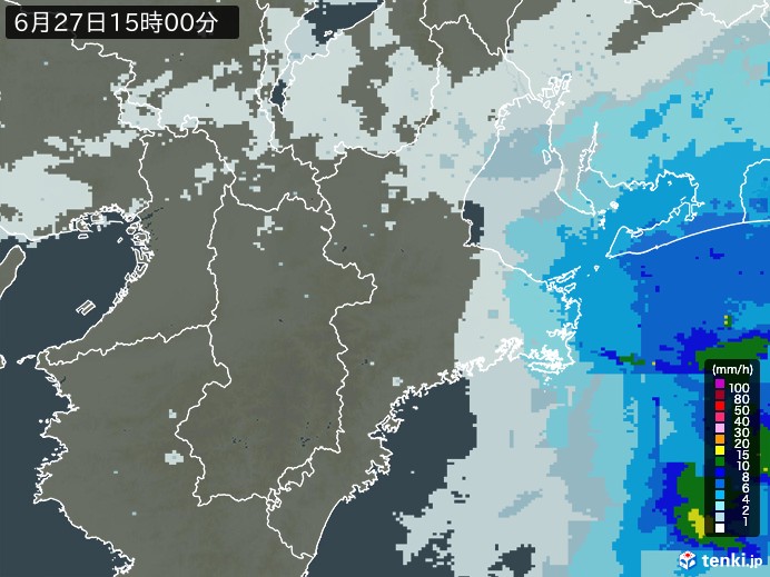 三重県の雨雲レーダー(2026年06月27日)