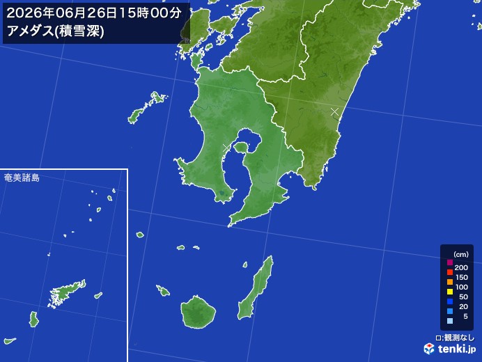 鹿児島県の過去のアメダス実況(2026年06月26日)(積雪深) - 日本気象協会 tenki.jp