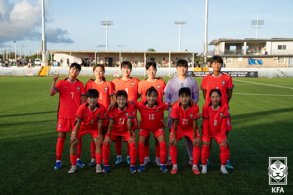 3日午後5時（韓国時間）、グアムサッカー協会トレーニングセンター2球場で行われた2026東アジアサッカー連盟（EAFF）E-1フットボールチャンピオンシップ（東アジアカップ）予選第1戦のグアム戦に出場した大韓民国女子代表チームの選手たち。 /写真=大韓サッカー協会提供