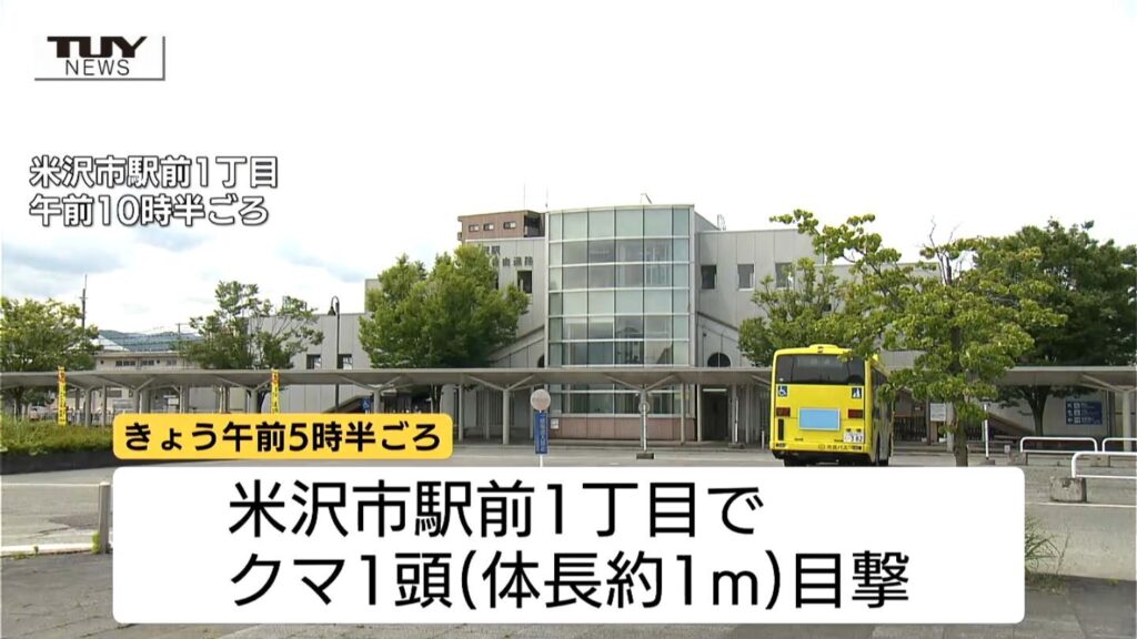 JR米沢市駅前など市内中心部でクマの目撃相次ぐ 警察・市が注意呼びかけ 人・物への被害は確認されず(山形・米沢市)(テレビユー山形) – Yahoo!ニュース JR米沢市駅前など市内中心部でクマの目撃相次ぐ 警察・市が注意呼びかけ 人・物への被害は確認されず(山形・米沢市)(テレビユー山形) - Yahoo!ニュース